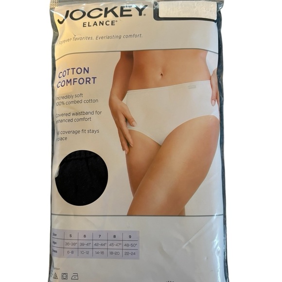 Jockey Elance Combed Cotton Comfort 3Pair Hipster Panties L/7 Black Full Cover - Picture 3 of 3
